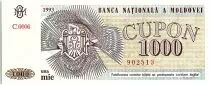 Moldavie 1000 Cupon Bleu et Jaune - 1993