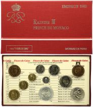 Monaco  Set of 11 coins Rainier III - 1982