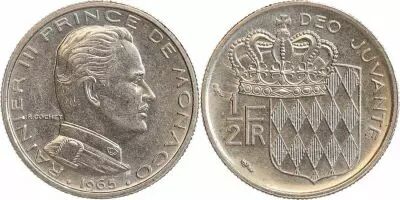 Monaco 1/2 Franc  Rainier III - Armoiries - ann�es 1965 � 1982
