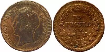 Monaco 1 D�cime Honor� V - 1838 MC - d�centr�e