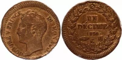 Monaco 1 D�cime Honor� V - 1838 MC - d�centr�e