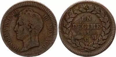 Monaco 1 D�cime Honor� V - 1838 MC