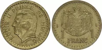 Monaco 1 Franc Louis II - Armoiries - ND (1943) - SPL
