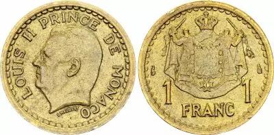 Monaco 1 Franc Louis II - Armoiries - ND (1943)