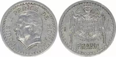 Monaco 1 Franc Louis II - ND (1943) - TTB