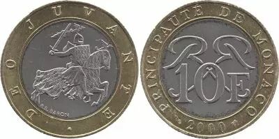 Monaco 10 Francs  Chevalier - 2000 - Bim�tal - TTB+