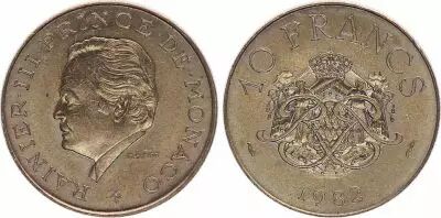 Monaco 10 Francs  Rainier III - Arms - 1982