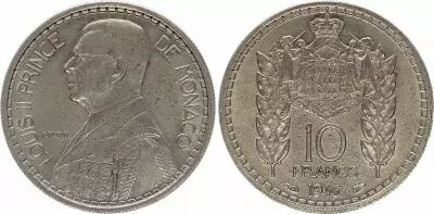 Monaco 10 Francs Louis II - 1946 - VF - KM.123