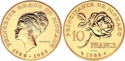 Monaco 10 Francs Princesse Grace - 1982 pattern