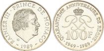 Monaco 100 Francs Rainier III - 1989 - Silver