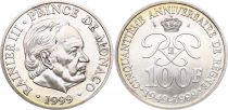 Monaco 100 Francs Rainier III - 50 years of Reign 1949-1999 - Silver