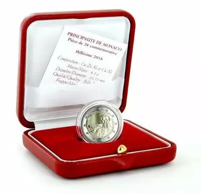 Monaco 2 Euros, 150 Years of Monte Carlo - 2016 - Damaged cardboard case