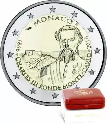 Monaco 2 Euros Comm�mo. BE MONACO 2016 - 150 ans de la fondation de Monte-Carlo par Charles III