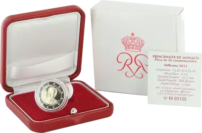 Monaco 2 Euros Commemo. Proof 2023 - 100 years of Prince Rainier III -  Red residents? special edition