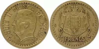 Monaco 2 Francs Louis II - ND (1945) - TTB