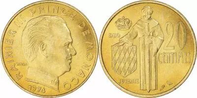 Monaco 20 Centimes - Rainier III - 1974