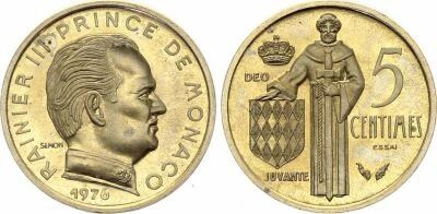 Monaco 5 Centimes Rainier III - 1976 Essai - Gad MC 145