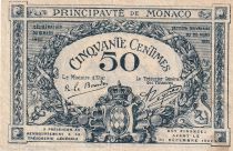 Monaco 50 centimes  - Armoiries  - 20/03/1920 - TB - P.3a