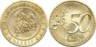 M�naco 50 Centimes d\'Euro - Grimaldi Knight - 2001 - From Box Set