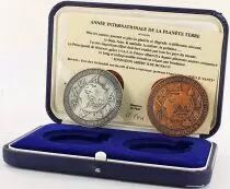 Monaco Coffret  2 Médailles - Année Internationale de la Terre - 2008 - Argent et Cuivre