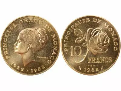 Monaco Grace Kelly - 10 Francs, Trial Strike - 1982 Pessac