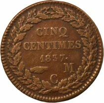 Monaco Honore V - 5 Centimes, Small Head - 1837 Mc
