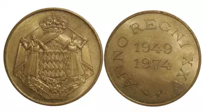 Monaco Medal - 25 Years of the Kingdom Rainier III - 1949-1974