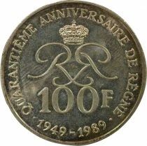 Monaco Rainier III - 100 Francs Argent, 40 ans de R&egrave;gne - 1989 Paris