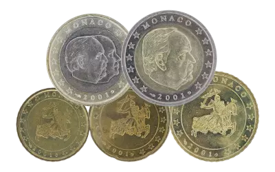 Monaco Set of 5 coins in euros Rainier III - 2001