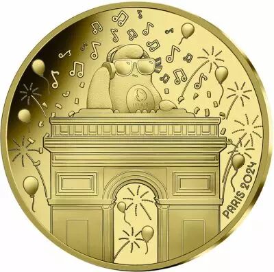 Moneta di Parigi Arc de Triomphe - 250 Euros Or 2024 (MDP) - France hosts the Games - Mascottes Paris 2024
