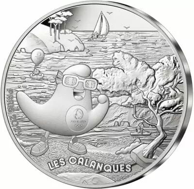 Moneta di Parigi The Calanques - 10 Euros Argent 2024 (MDP) - France hosts the Games - Mascottes Paris 2024 - Wave 2 - 17/18