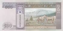 Mongolei 100 Tugrik - Sukhe-Bataar - Chevaux -  2000 - Series AD