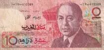 Morocco 10 Dirhams - Hassan II - Musical instrument - 1987 - F to VF - P.60a