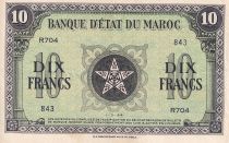 Morocco 10 Francs - 01-03-1944 - VF to XF - Serial R.704 - P.25