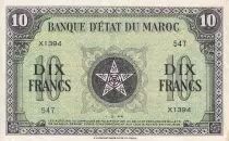 Morocco 10 Francs - 01-03-1944 - XF to AU - Serial X.1394 - P.25