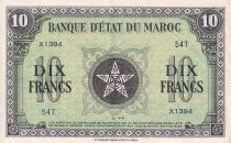 Morocco 10 Francs - 01-03-1944 - XF to AU - Serial X.1394 - P.25