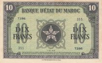 Morocco 10 Francs - 01-05-1943 - XF to AU - Serial T.286 - P.25a