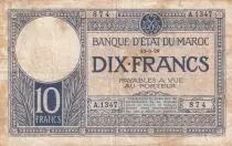 Morocco 10 Francs  12-06-1929- Serial A.1347 - P.17a