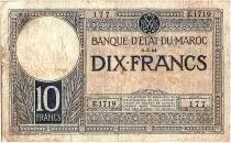 Morocco 10 Francs 06-03-1941 - Fine - Serial E.1719 - P.17b