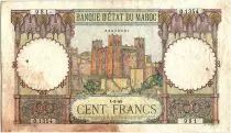 Morocco 100 Francs - Ksar d\'Aït-ben-haddou - 01-03-1945 - VF - Serial O.1354 - P.20