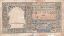 Morocco 1000 Francs - City and Minaret - 01-02-1921- Serial C.7 - G - P.16a