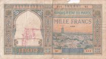 Morocco 1000 Francs - City and Minaret - 01-02-1921- Serial Q.1 - G - P.16a