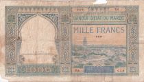 Morocco 1000 Francs - City and Minaret - 01-02-1921- Serial T.6 - G - P.16a