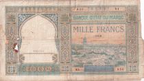 Morocco 1000 Francs - City and Minaret - 01-02-1921- Serial X.1 - G - P.16a
