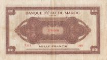 Morocco 1000 Francs Brown - ABNC - 01-08-1943 - Serial T.111
