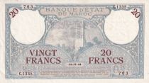 Morocco 20 Francs - Minaret - 14-11-1941 - Serial C.1335 - P.18b
