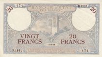 Morocco 20 Francs Minaret - 01-03-1945 - XF - R.1861-474 - P.18b