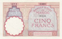 Morocco 5 Francs 14-11-1941 - XF  - Serial  C.989 - P.23Ab