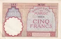 Morocco 5 Francs 14-11-1941 - XF  - Serial  M.728 - P.23Ab