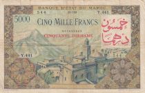 Morocco 50 Dirhams on 5000 Francs OVERPRINT 02-04-1953 - Serial Y.441 - aFine- P.51